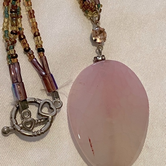 Handmade Pink Beaded Long Necklace 16” - Picture 3 of 8